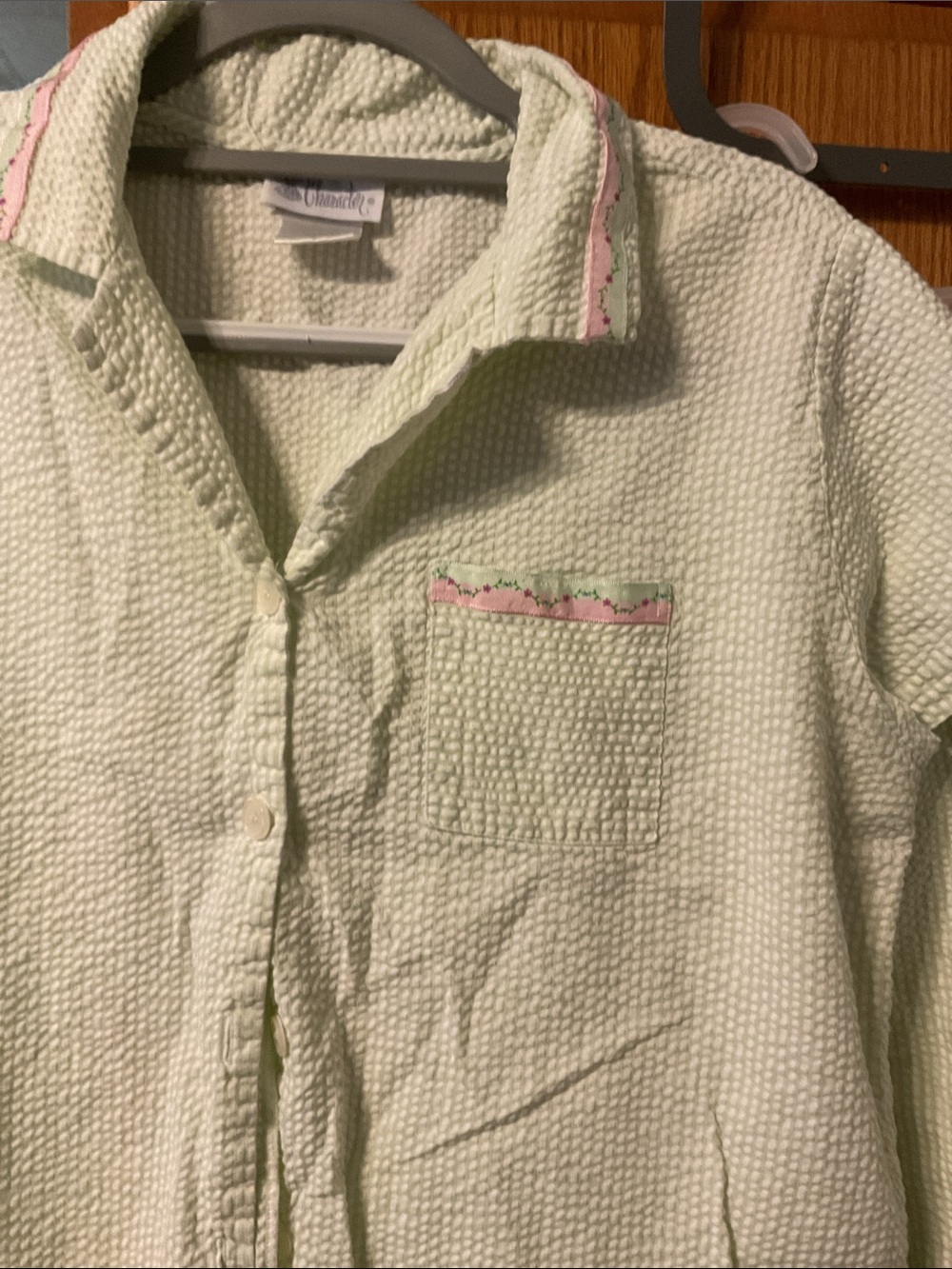 Vintage mint/white gingham ladies pajamas size large - Picture 2 of 4